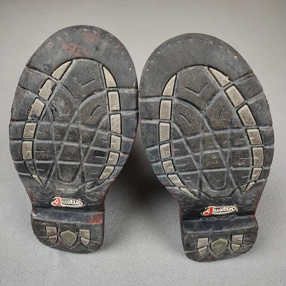 JUSTIN Superintendent Cowboy Work Boot Mens 10.5D Tooled Leather 11" Steel Toe - Picture 8 of 12